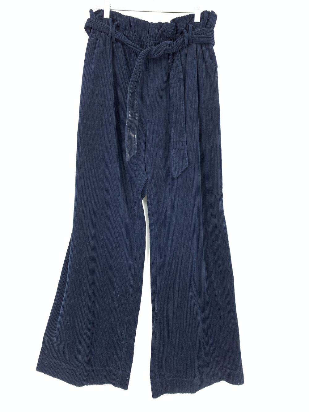 Samsoe Samsoe Women's Size Large Milla Wide Leg Corduroy Pants Tie Waist Blue
